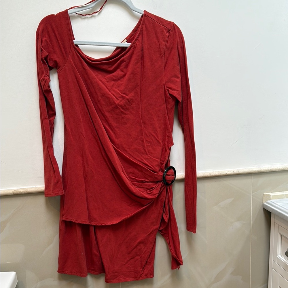 Free People Red Long Sleeve Dress